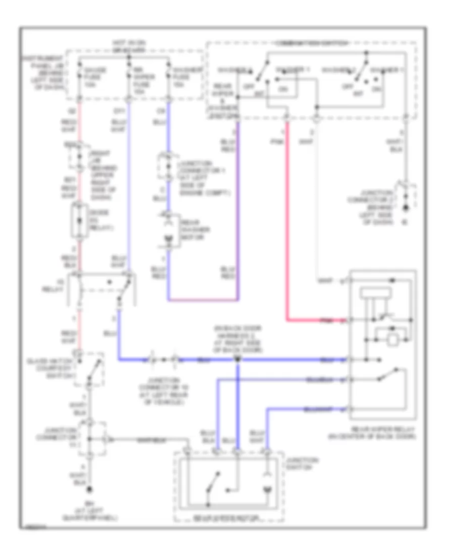 Электросхема заднего стеклоочистителя дворника и омывателя для Toyota Matrix XRS 2005