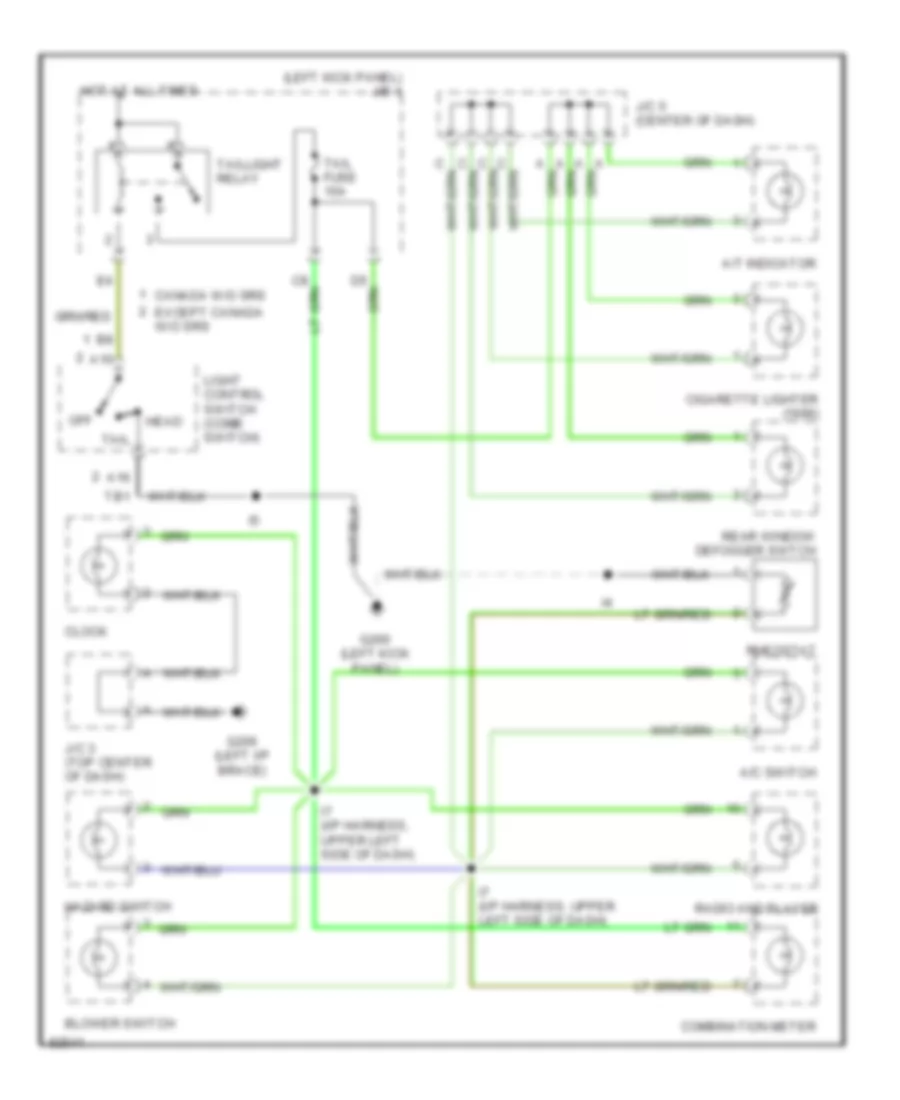 Instrument Illumination Wiring Diagram for Toyota Tercel DX 1995