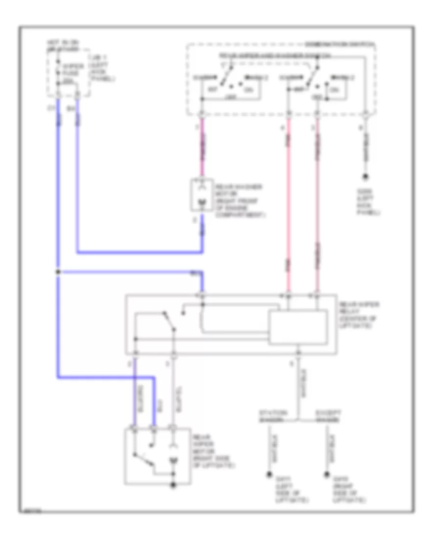 Rear Wiper Washer Wiring Diagram for Toyota Corolla LE 1992