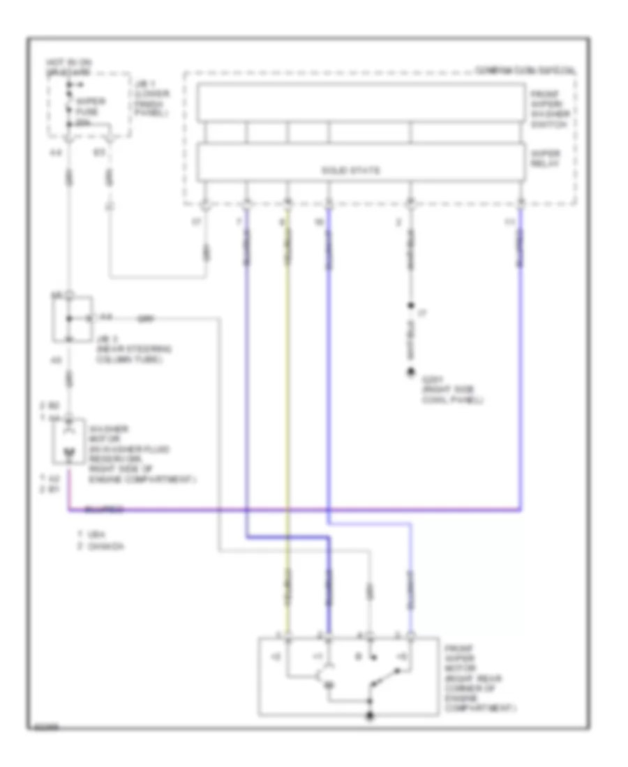 Электросхема передних стеклоочистителей дворников и омывателя лобового стекла для Toyota 4Runner Limited 1996