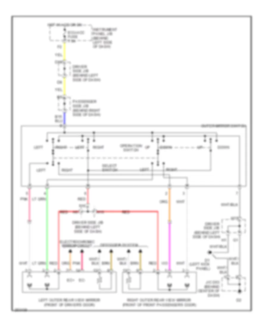 Power Mirrors Wiring Diagram for Toyota Avalon Limited 2007