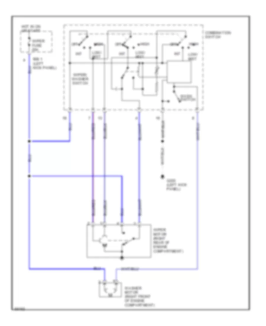 Электросхема стеклоочистителя, дворников и омывателя для Toyota MR2 1992