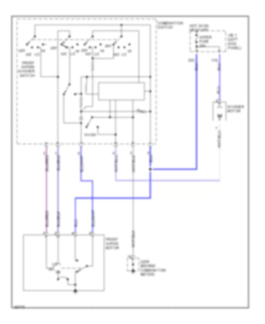 Электросхема стеклоочистителя, дворников и омывателя для Toyota Paseo 1992