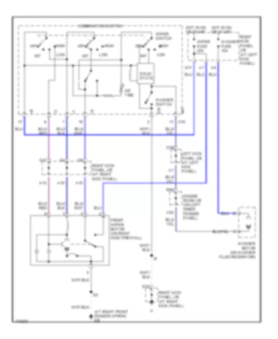 Электросхема передних стеклоочистителей дворников и омывателя лобового стекла для Toyota Land Cruiser 2003
