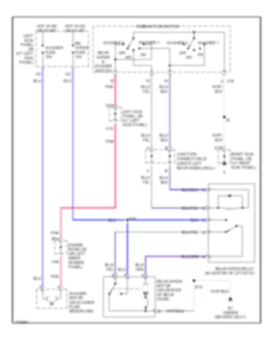 Электросхема заднего стеклоочистителя дворника и омывателя для Toyota Land Cruiser 2003