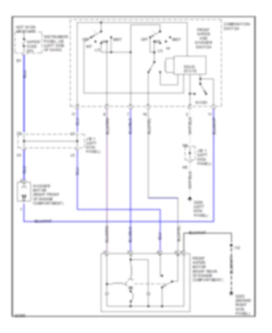 Электросхема стеклоочистителя, дворников и омывателя для Toyota Avalon XLS 1996