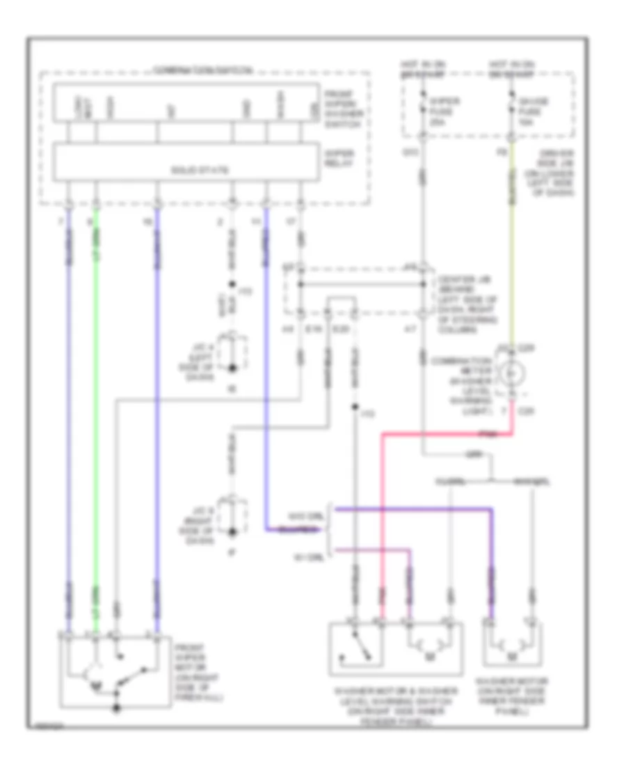 Электросхема переднего дворника стеклоочистителя и омывателя для Toyota 4Runner SR5 2002