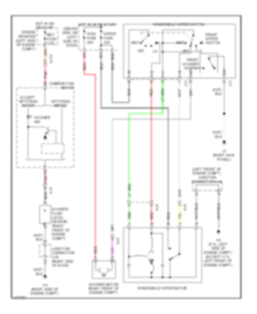 Front WiperWasher Wiring Diagram, without Intermittent for Toyota Tundra 2011