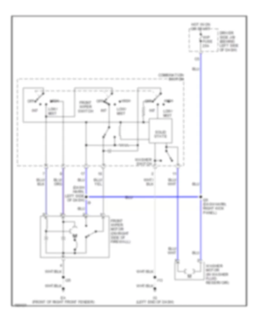 Электросхема стеклоочистителя, дворников и омывателя для Toyota Avalon XL 2002