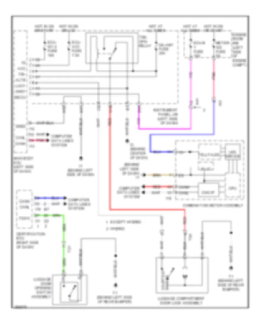 Tailgate Release Wiring Diagram for Toyota Camry Hybrid LE 2014