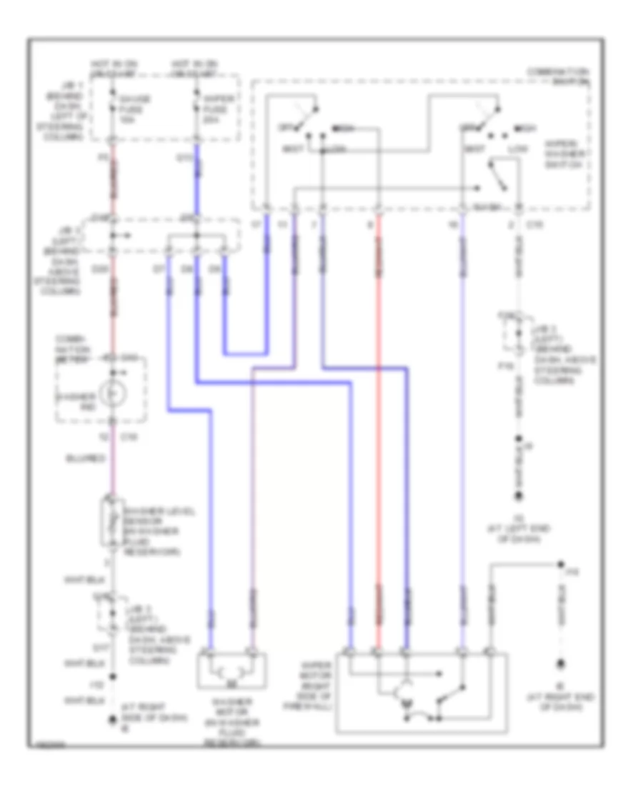 Электросхема стеклоочистителя, дворников и омывателя С 2 скоростями для Toyota Tacoma PreRunner 2004
