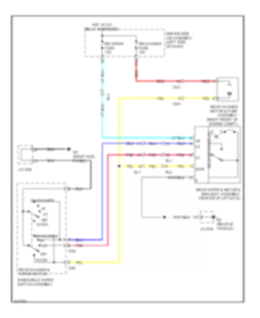 Электросхема заднего стеклоочистителя дворника и омывателя для Toyota Venza 2011