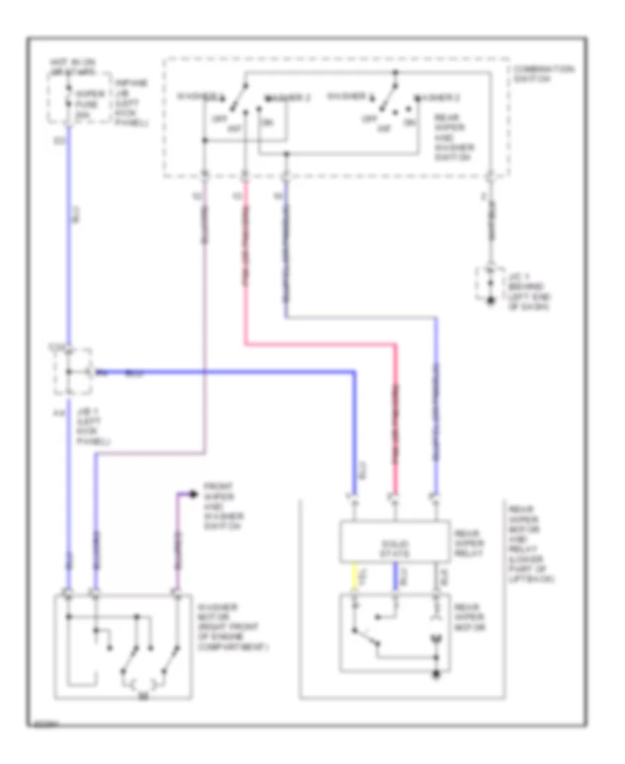 Электросхема заднего стеклоочистителя дворника и омывателя для Toyota Celica GT 1996