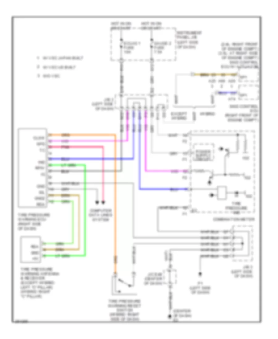Tire Pressure Monitoring Wiring Diagram for Toyota Camry Hybrid 2007