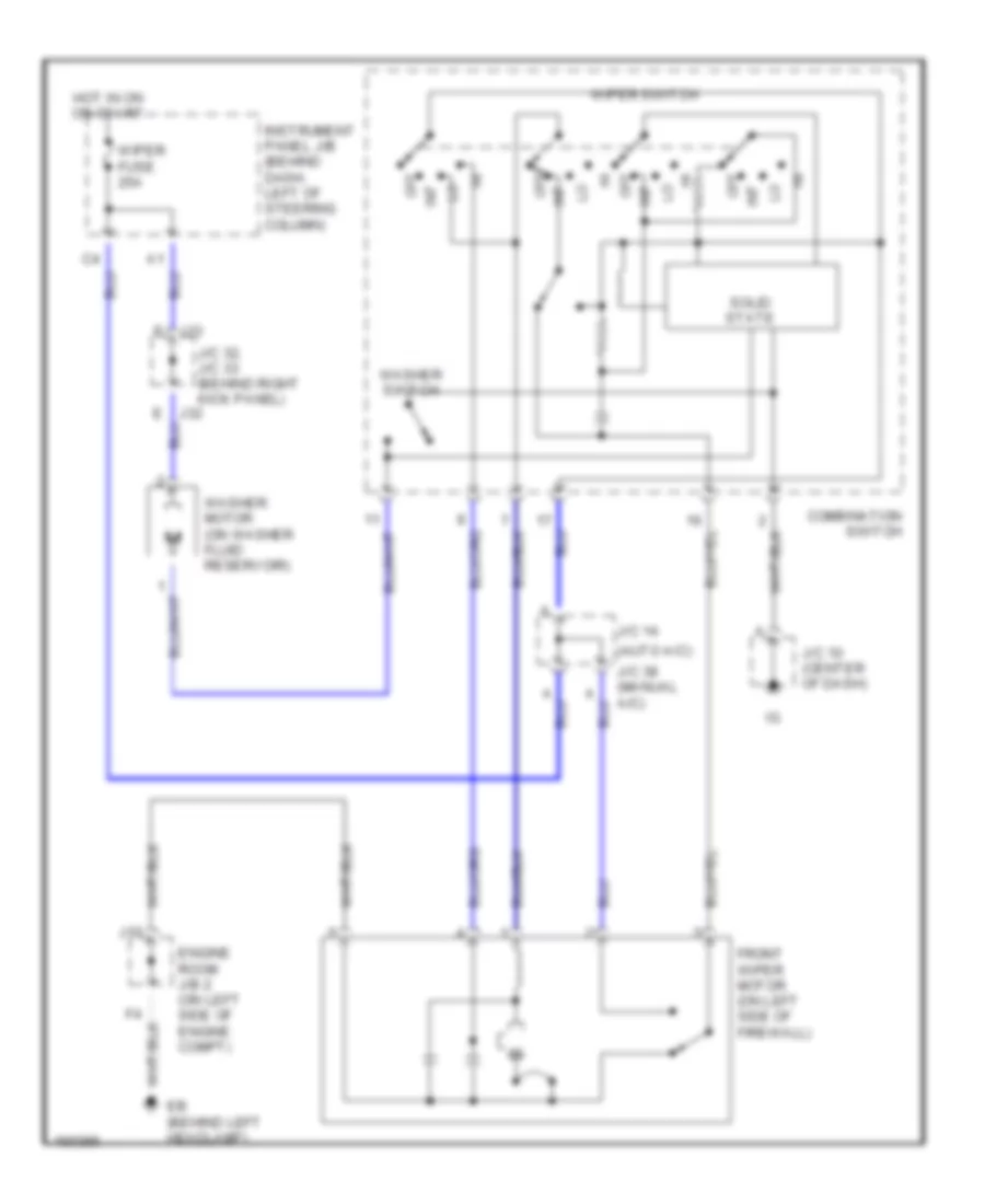 Электросхема стеклоочистителя, дворников и омывателя для Toyota Camry Solara SLE 2002