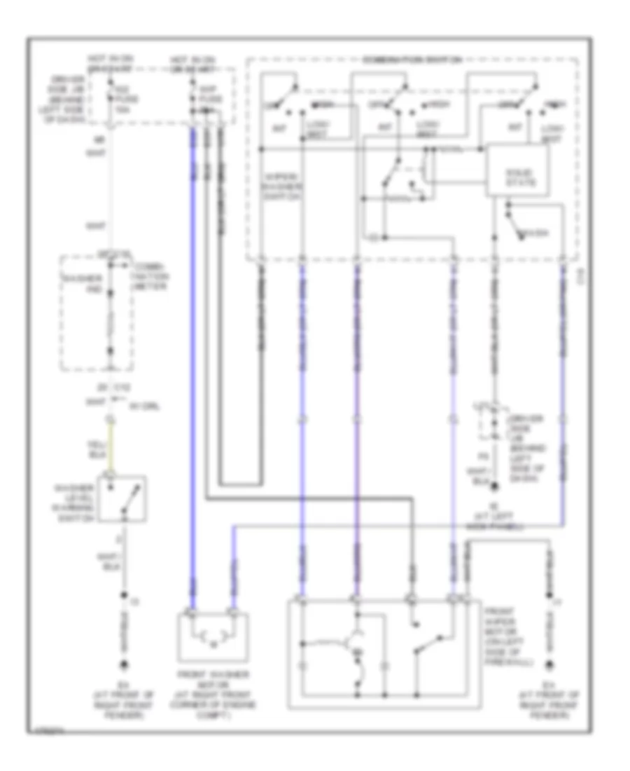 Электросхема передних стеклоочистителей дворников и омывателя лобового стекла для Toyota RAV4 L 2003