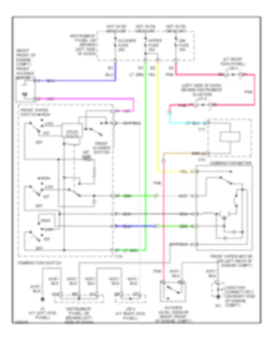 Электросхема передних стеклоочистителей дворников и омывателя лобового стекла, Гибрид для Toyota Highlander 2006