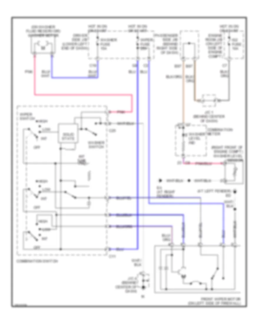 Электросхема стеклоочистителя, дворников и омывателя для Toyota Camry Solara SE 2007