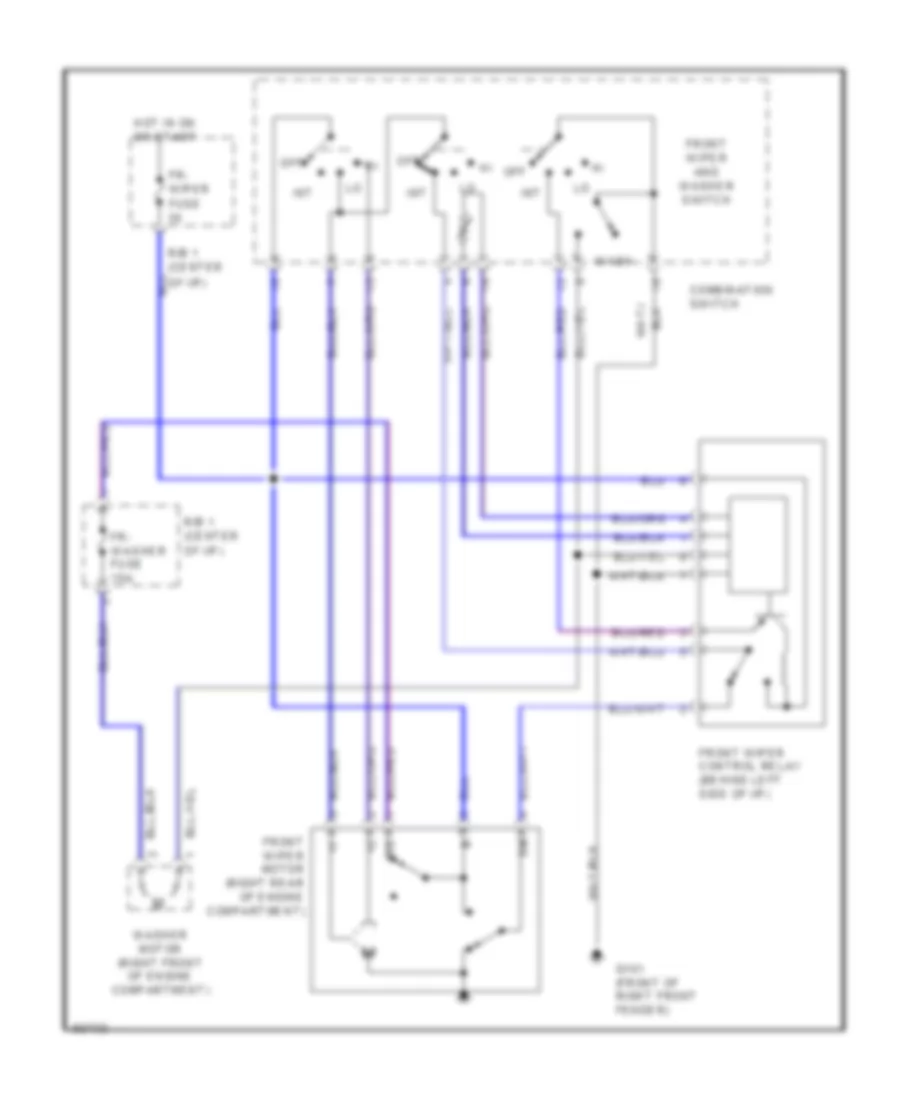 Front Wiper Washer Wiring Diagram for Toyota Previa LE 1992