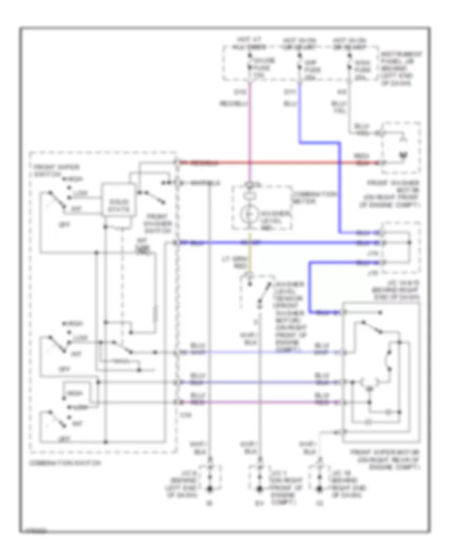 Электросхема передних стеклоочистителей дворников и омывателя лобового стекла для Toyota Sequoia SR5 2003