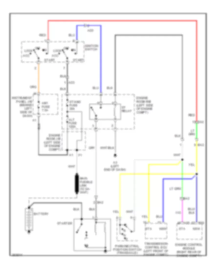 Starting Wiring Diagram, without Smart Key System for Toyota Avalon 2012