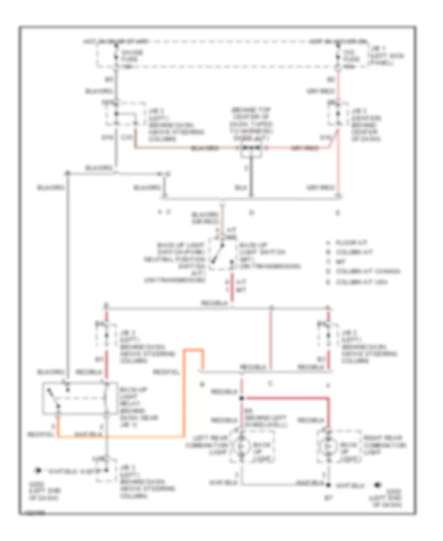 Back up Lamps Wiring Diagram for Toyota Tacoma 1999