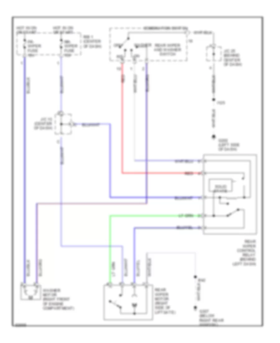 Rear WiperWasher Wiring Diagram for Toyota Previa DX 1996