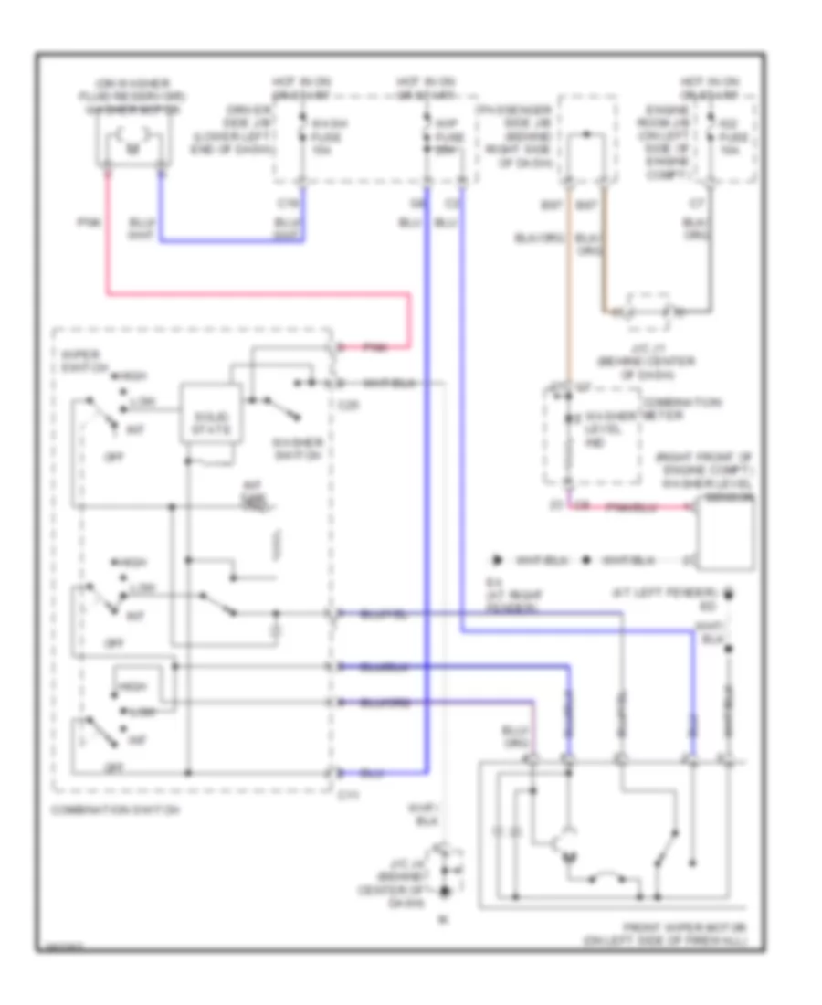 Электросхема стеклоочистителя, дворников и омывателя для Toyota Camry Solara SE 2008