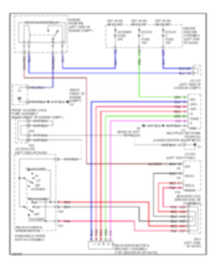 Электросхема заднего стеклоочистителя дворника и омывателя для Toyota 4Runner Trail 2010