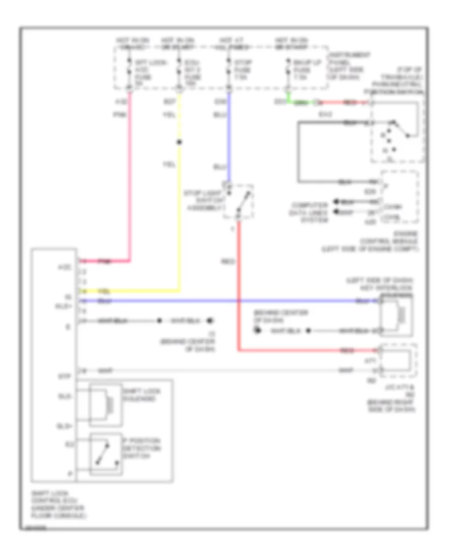 Shift Interlock Wiring Diagram, Except Hybrid without Smart Key System for Toyota Camry 2012