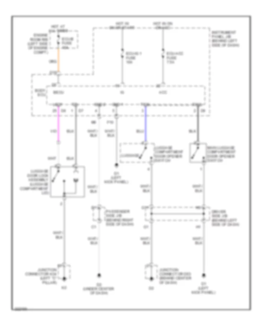 Trunk Release Wiring Diagram for Toyota Avalon Limited 2010