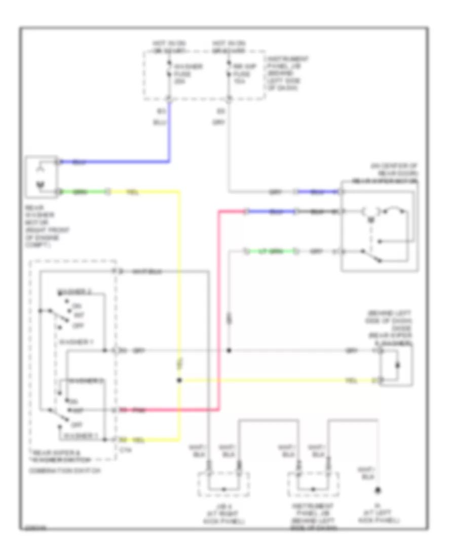 Электросхема заднего стеклоочистителя дворника и омывателя, Гибрид для Toyota Highlander Sport 2006