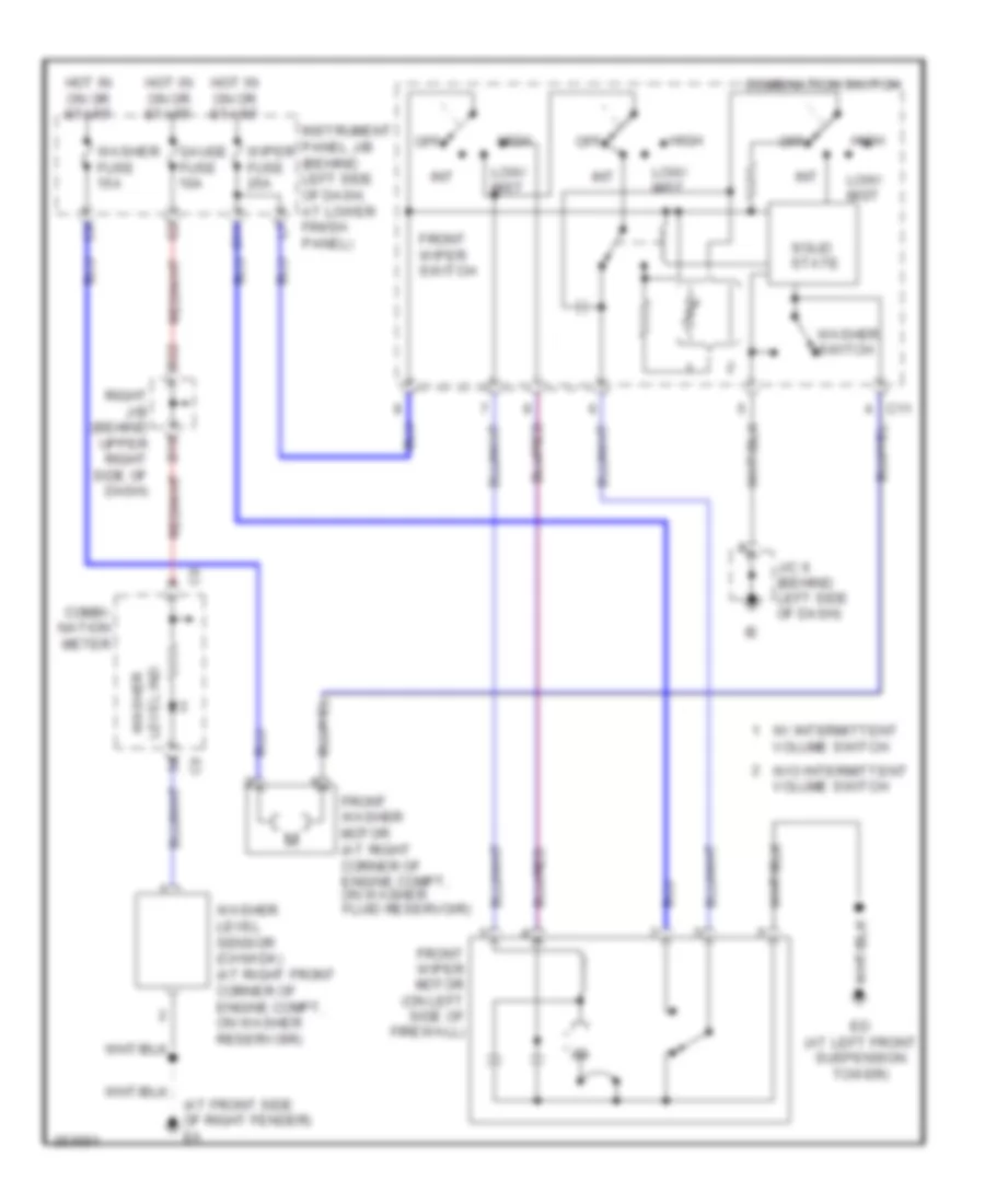 Электросхема стеклоочистителя, дворников и омывателя для Toyota Corolla LE 2007