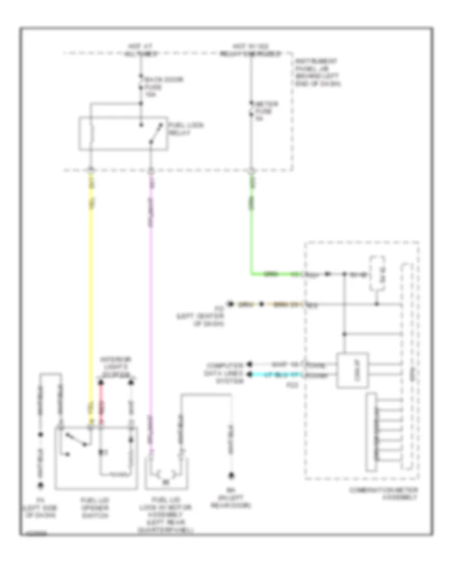 Fuel Door Release Wiring Diagram, Except Hybrid for Toyota Highlander Limited 2014