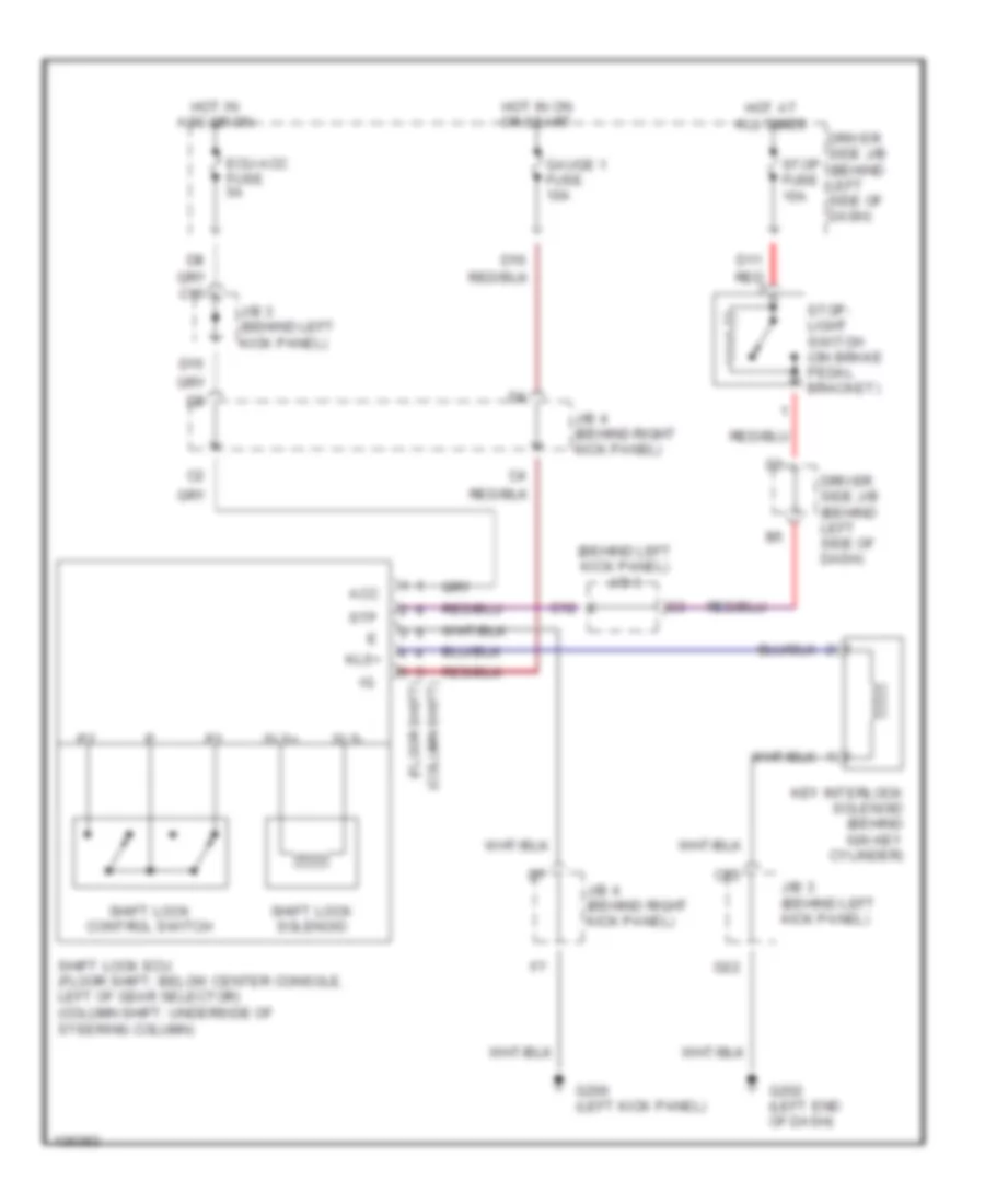 Shift Interlock Wiring Diagram for Toyota Avalon XL 2000