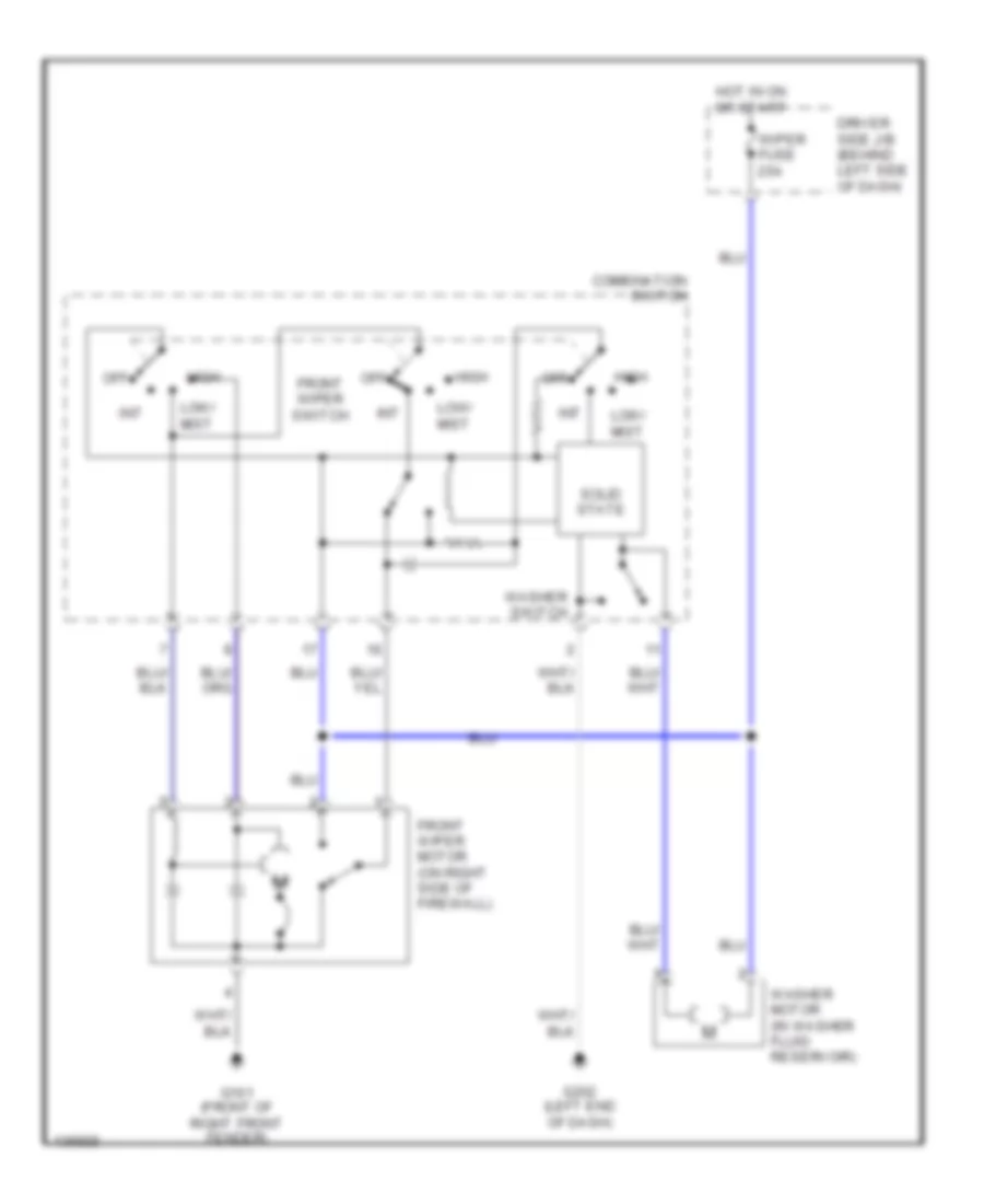 Электросхема стеклоочистителя, дворников и омывателя для Toyota Avalon XL 2000
