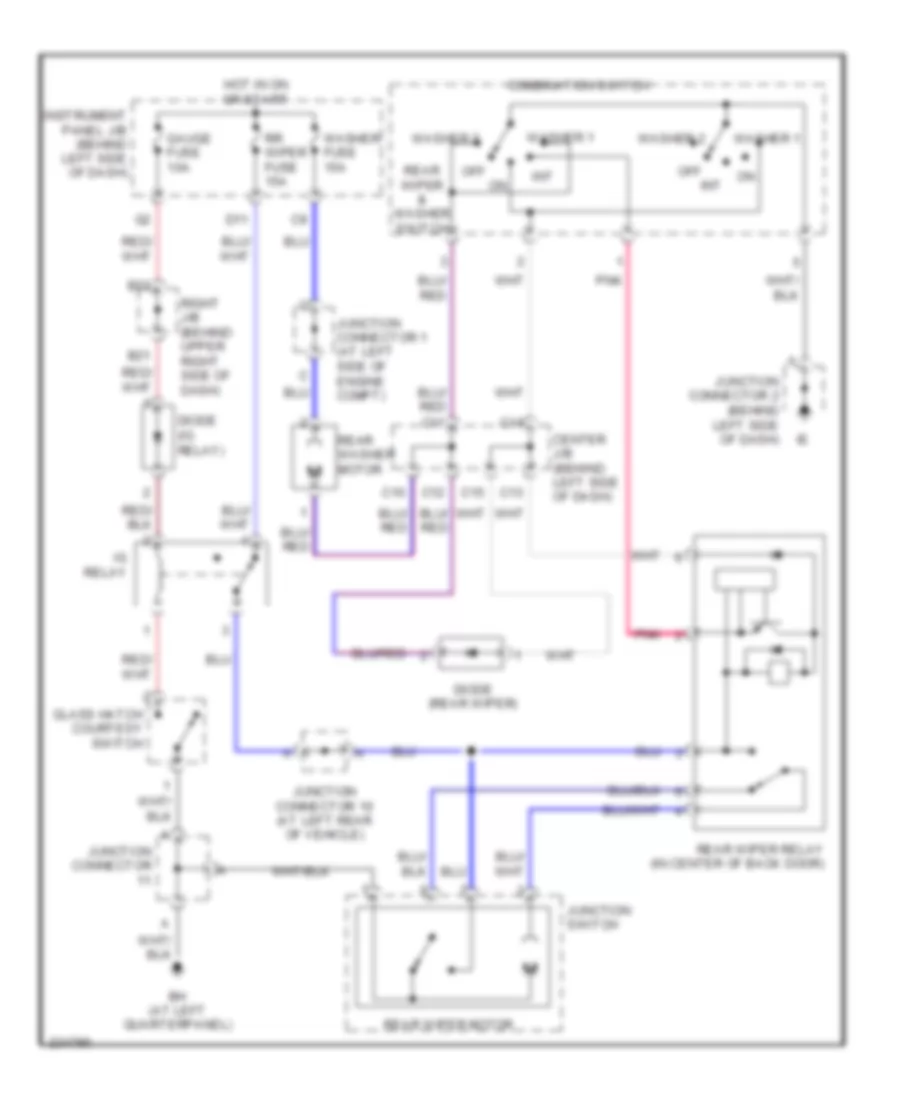 Электросхема заднего стеклоочистителя дворника и омывателя для Toyota Matrix XR 2006