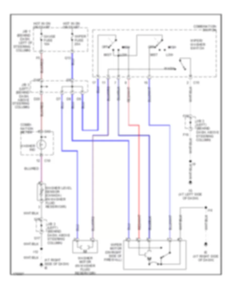 Электросхема стеклоочистителя, дворников и омывателя С 2 скоростями для Toyota Tacoma S-Runner 2003