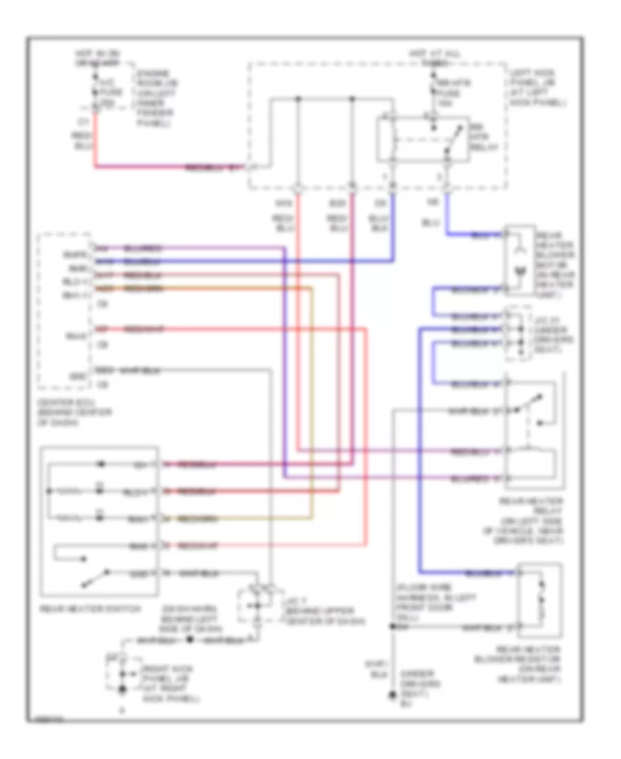 Rear Heater Wiring Diagram, without Navigation for Toyota Land Cruiser 2002