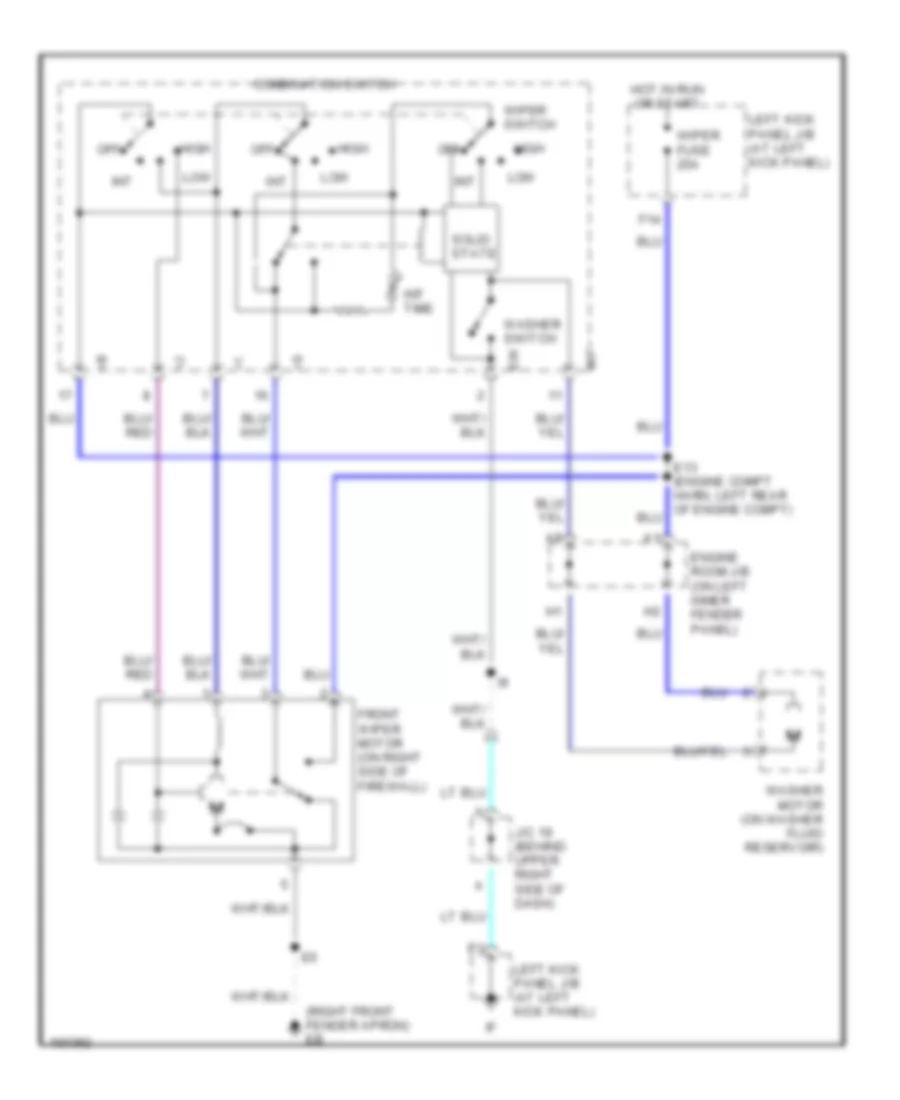 Электросхема передних стеклоочистителей дворников и омывателя лобового стекла для Toyota Land Cruiser 2002