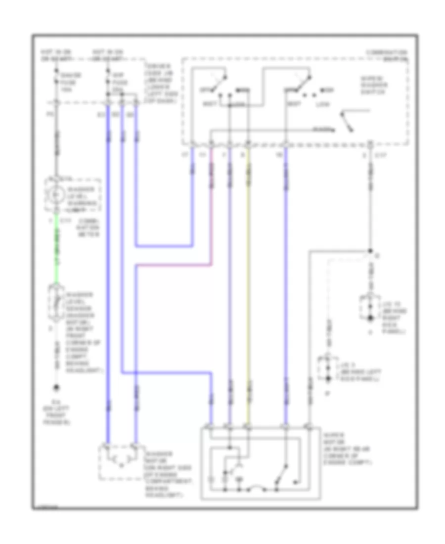 Электросхема стеклоочистителя, дворников и омывателя С 2 скоростями для Toyota Tundra 2003