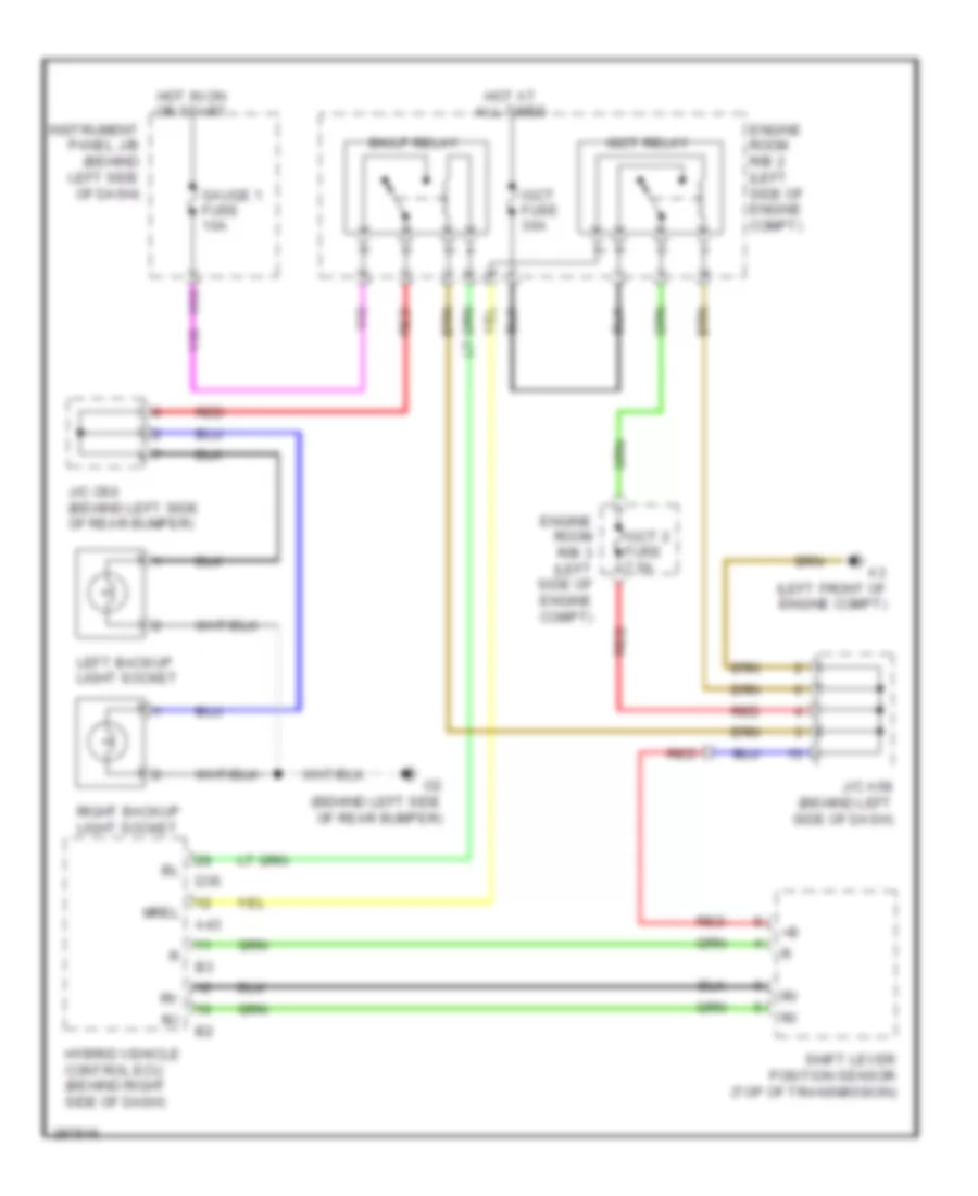 Backup Lamps Wiring Diagram, Hybrid for Toyota Highlander 2009