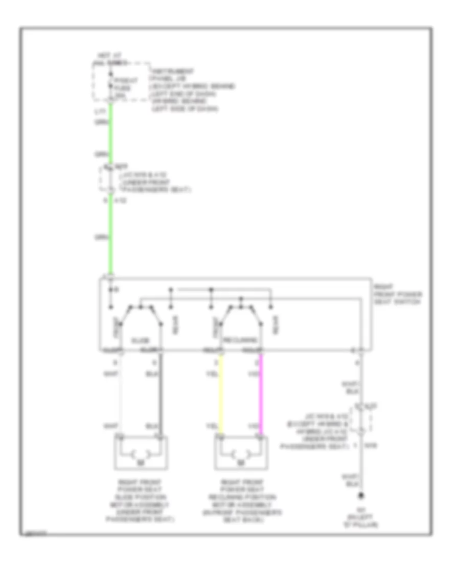 Passenger Power Seat Wiring Diagram for Toyota Highlander 2009