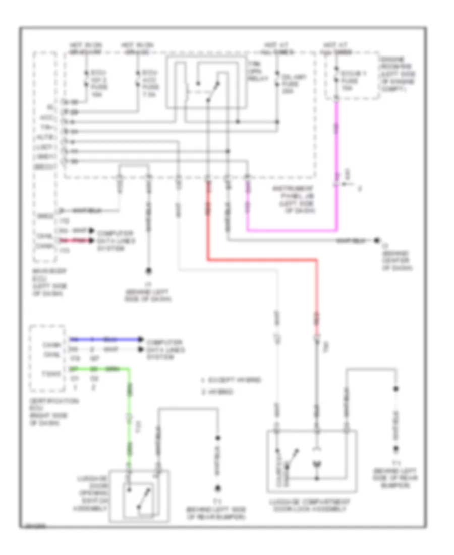 Tailgate Release Wiring Diagram for Toyota Camry SE 2012