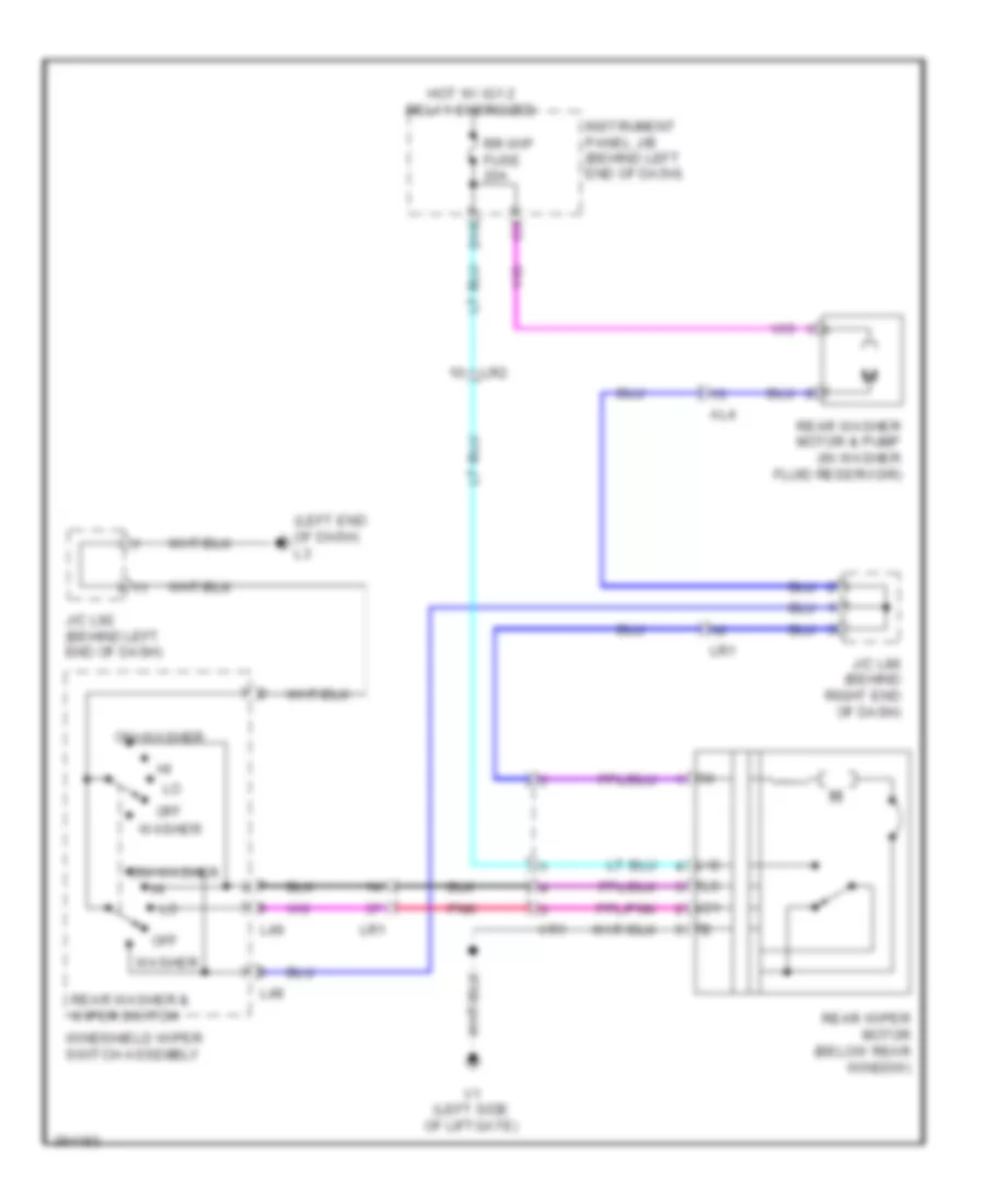 Электросхема заднего стеклоочистителя дворника и омывателя для Toyota Prius Plug-in 2014