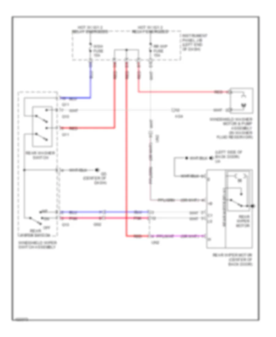 Rear WiperWasher Wiring Diagram, Except EV for Toyota RAV4 EV 2014