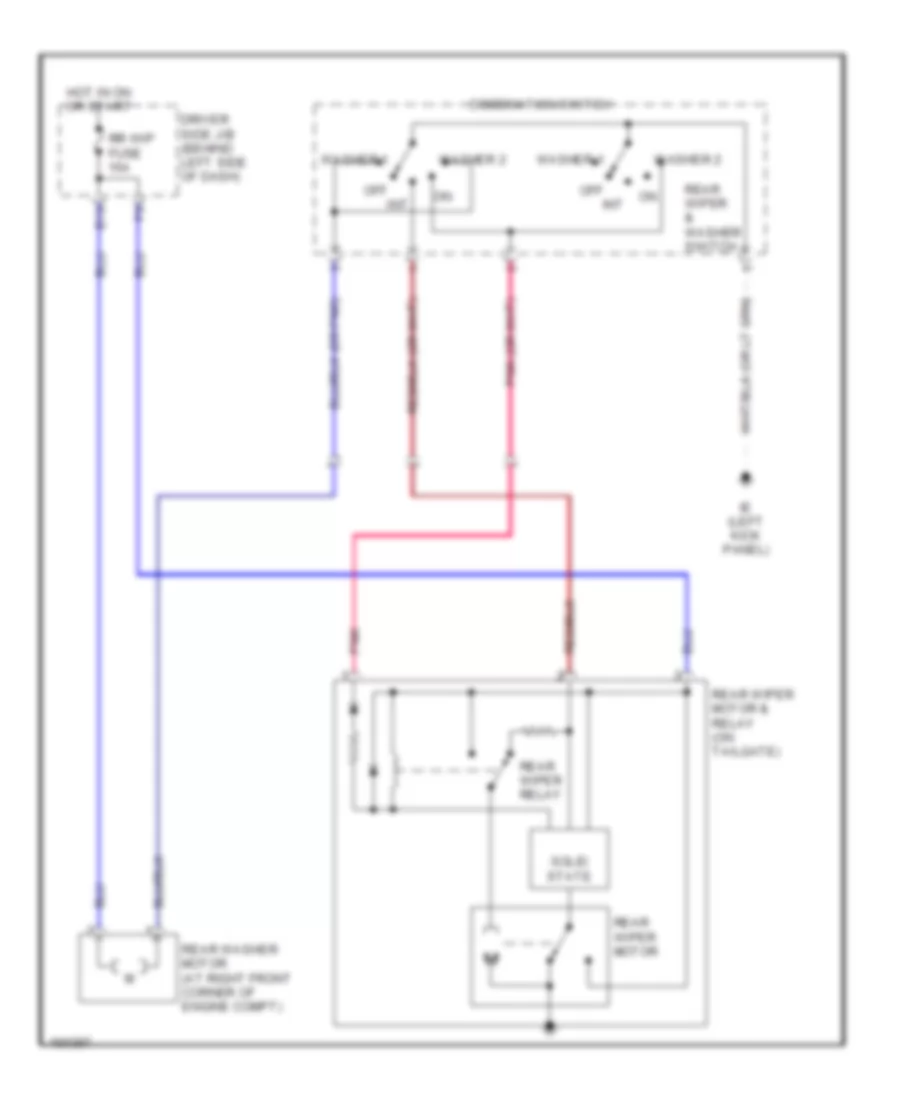 Электросхема заднего стеклоочистителя дворника и омывателя для Toyota RAV4 2002
