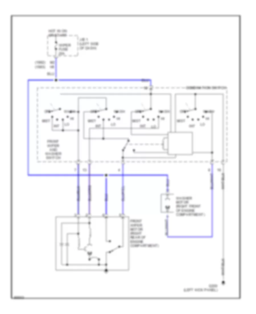 Электросхема передних стеклоочистителей дворников и омывателя лобового стекла для Toyota Camry XLE 1993