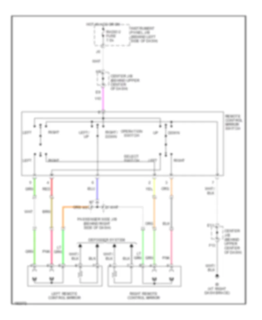 Power Mirrors Wiring Diagram, Except Hybrid for Toyota Highlander Limited 2007