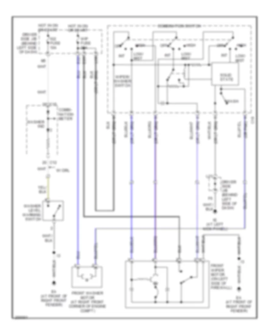 Электросхема передних стеклоочистителей дворников и омывателя лобового стекла для Toyota RAV4 2005